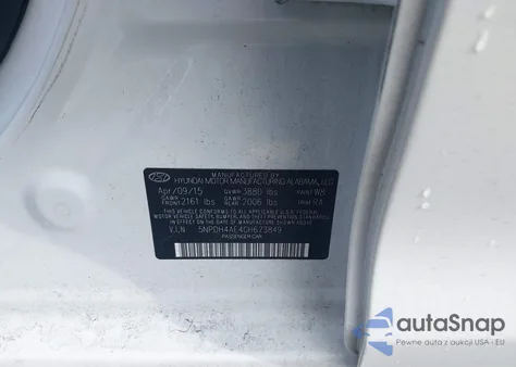 2016 Hyundai Elantra Se z USA, uszkodzony, nr VIN 5NPDH4AE4GH673849